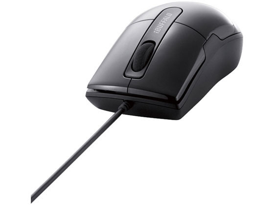 他サイト： 有線BlueLEDマウス 静音3ボタンSブラック バッファロー BSMBU26SSBKの商品画像