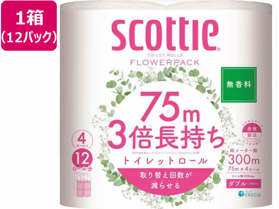 他サイト： スコッティ フラワーパック 3倍長持ち ダブル 無香 4ロール×12 クレシア 22776の商品画像