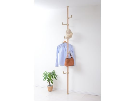 他サイト： 突っ張りポールハンガー シングル ナチュラル 山善 WJ-725Rの商品画像