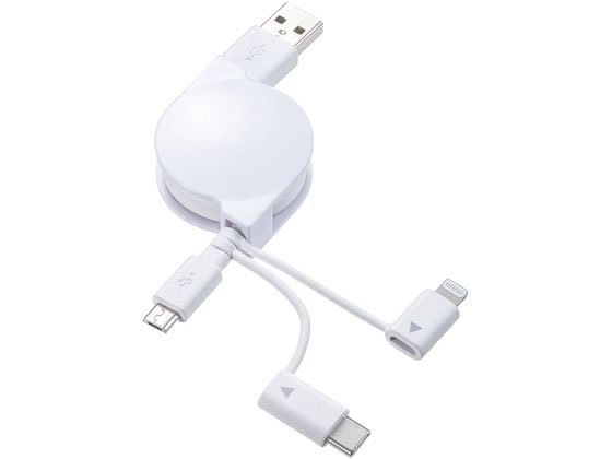 他サイト： 巻取りUSB 3in1 ケーブル サンワサプライ KB-IPLTM08KWの商品画像