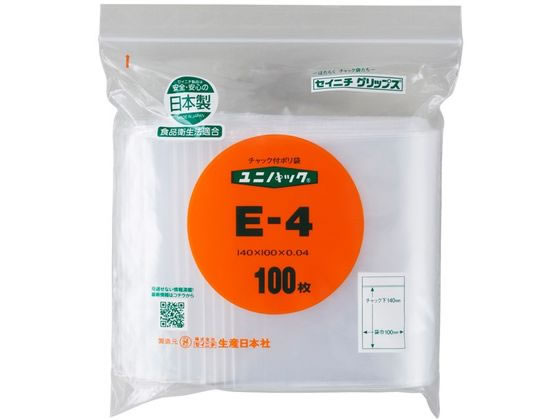他サイト： セイニチ/ユニパック 0.04mm E-4 100枚入 #6650005 生産日本社(セイニチ) 12065516982の商品画像