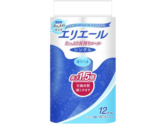 他サイト： エリエール トイレットティシュー 長持ち シングル 82.5m 12ロール 大王製紙の商品画像