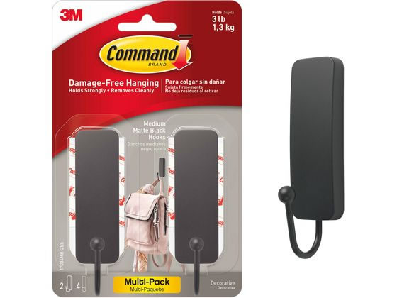 他サイト： コマンドフック マットブラック Mサイズ 2コパック 3M 17034MB-2JPの商品画像