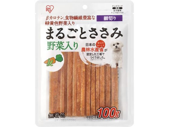 他サイト： まるごとささみジャーキー 細切り 野菜入り 100g アイリスオーヤマ P-IJ-HSEV100の商品画像