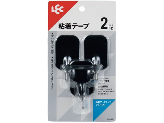 他サイト： 粘着ツールフックワイド(大) 3個入 ブラック レック H00437の商品画像