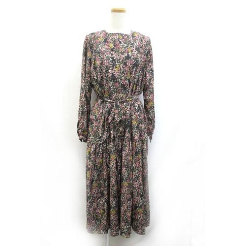 中古 ワンピース ロング丈 ミモレ丈 花柄 長袖 チャコールグレー Zb レディースの通販はau Pay マーケット ブランド古着のベクトル