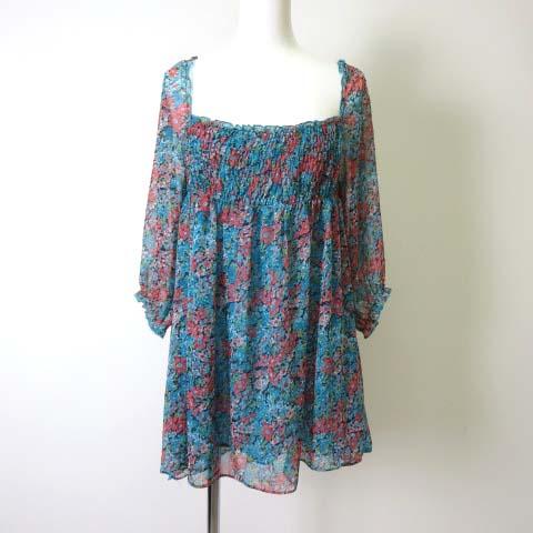 中古 ラグナムーン Laguna Moon チュニック ワンピース ハーフスリーブ 半袖 花柄 シフォン M 青 マルチカラーの通販はau Pay マーケット ブランド古着のベクトル