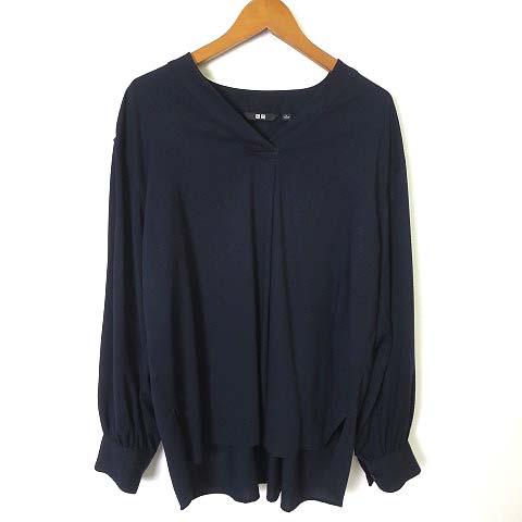 中古 ユニクロ Uniqlo シャツ スキッパーシャツ カットソー 長袖 ノーカラー Vネック L 紺 ネイビー レディースの通販はau Pay マーケット ブランド古着のベクトル