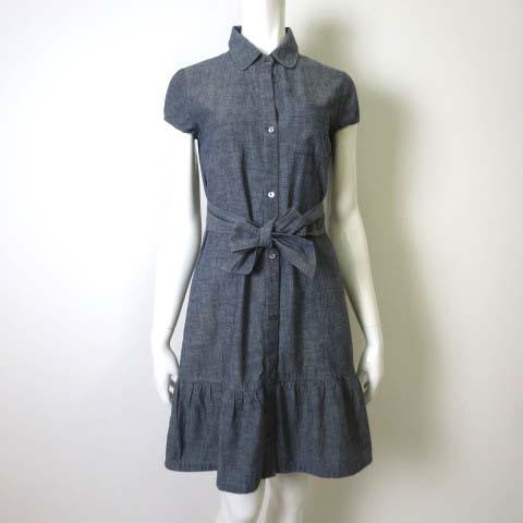 中古 セオリー Theory ワンピース シャツワンピース ダンガリー パフ 半袖 フレア リボン 2 M ブルー グレーの通販はau Pay マーケット ブランド古着のベクトル