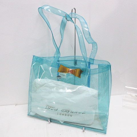 中古 テッドベーカー Ted Baker ビニールトートバッグ セミショルダー リボン ロゴプリント ラメ クリアブルーの通販はau Pay マーケット ブランド古着のベクトル