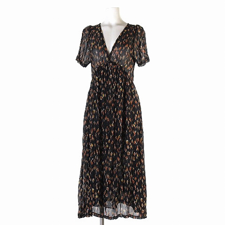 中古 チャオパニック Ciaopanic ワンピース 総柄 ロング 半袖 フレンチスリーブ Vネック シフォン 黒 レディースの通販はau Pay マーケット ブランド古着のベクトル