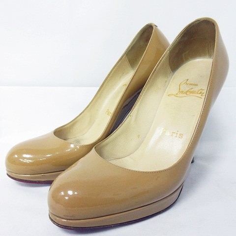 【中古】クリスチャンルブタン Christian louboutin シンプル パンプス ヒール エナメル ベージュ 36 1/2 約23,23.5cm|au Wowma!(ワウマ)