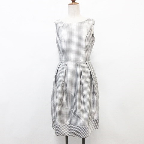 中古 ルネ Rene ワンピース 膝下丈 ノースリーブ タック シルク チェック ベージュ モカ 36 レディースの通販はau Pay マーケット ブランド古着のベクトル