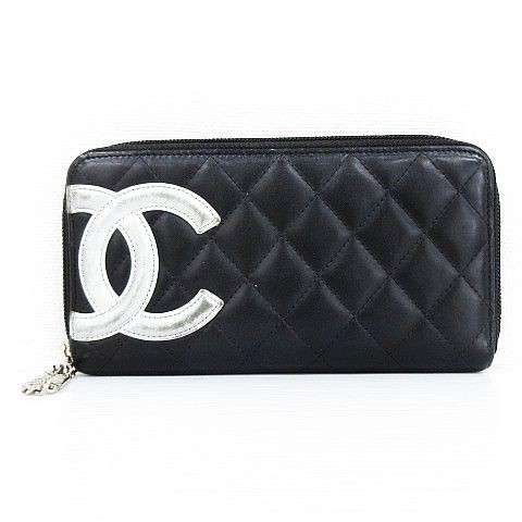 中古 Chanel カンボンライン 長財布 ラウンドファスナー キルティング ロゴ レザー 黒 シルバー レディースの通販はau Pay マーケット ブランド古着のベクトル