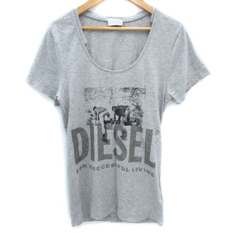 中古 ディーゼル Diesel Tシャツ カットソー ロング丈 半袖 Uネック ロゴ プリント Xs グレー Ff15 レディースの通販はau Pay マーケット ブランド古着のベクトル