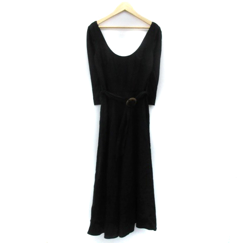 中古 ザラ Zara ワンピース ロング丈 マキシ丈 七分袖 Uネック リネン Xs ブラック 黒 Ym36 レディースの通販はau Pay マーケット ブランド古着のベクトル