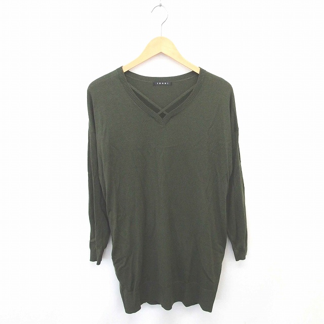 中古 イング Ingni ワンピース 膝下丈 Vネック ニット 無地 シンプル 長袖 M 緑 カーキ Tt30 レディースの通販はau Pay マーケット ブランド古着のベクトル