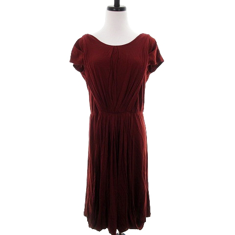 中古 ロートレアモン Lautreamont ワンピース ひざ丈 半袖 クルーネック 薄手 無地 40 ボルドー Mo レディースの通販はau Pay マーケット ブランド古着のベクトル