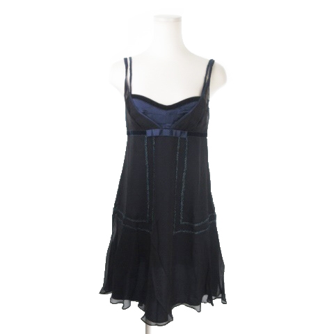 中古 ジルスチュアート Jill Stuart ワンピース キャミ ミニ リボン ラメ ライン シルク 絹 2 紺 ネイビーの通販はau Pay マーケット ブランド古着のベクトル