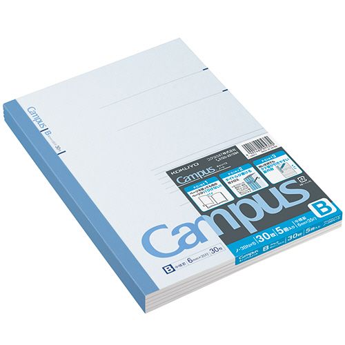 他サイト： キャンパスノート(中横罫) セミB5 B罫 30枚 1パック(5冊)の商品画像