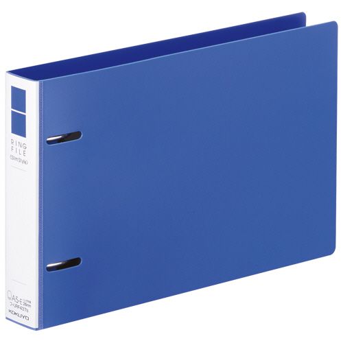 他サイト： リングファイル(スリムスタイル) A5ヨコ 2穴 220枚収容 背幅33mm 青 1冊の商品画像