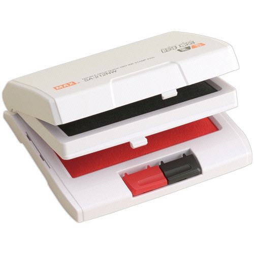 他サイト： 【送料無料】【個人宅届け不可】【法人(会社・企業)様限定】瞬乾2段式ワンタッチスタンプ台 中形 黒/赤 1個【イージャパ...の商品画像