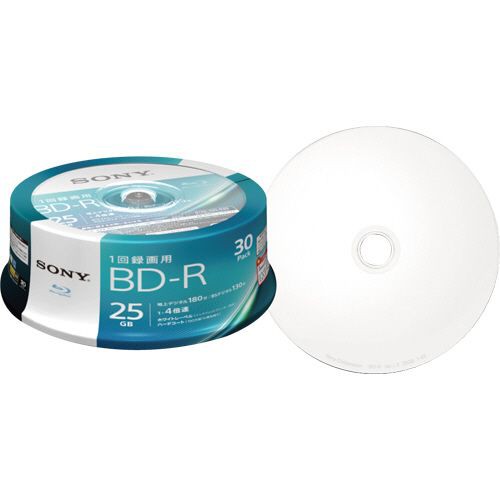 他サイト： 録画用BD?R 130分 1?4倍速 ホワイトワイドプリンタブル スピンドルケース 1パック(30枚)の商品画像