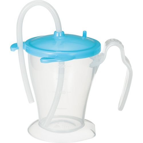 他サイト： プラスハート ベッド柵にも掛けられる ストローカップ ブルー 250ml 1個の商品画像