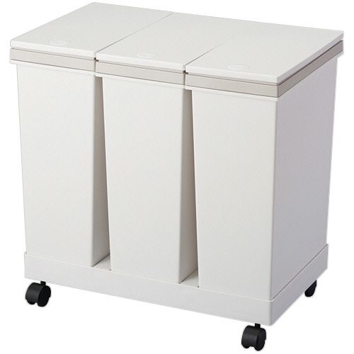 他サイト： 【送料無料】【個人宅届け不可】【法人(会社・企業)様限定】横型3分別ワゴンペール ホワイト 1台【イージャパンモール】の商品画像