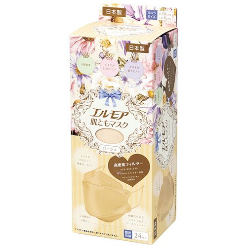 他サイト： エルモア 肌ともマスク Flower 3D ベージュ (個別包装) 1箱(24枚)の商品画像