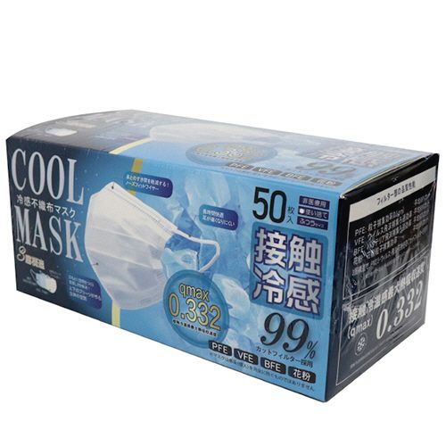 他サイト： 冷感不織布マスク ふつうサイズ ホワイト 1箱(50枚)の商品画像