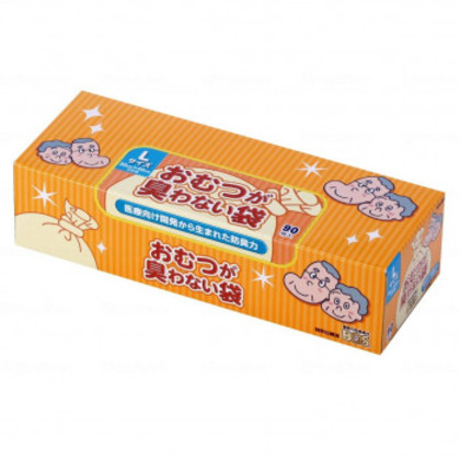 他サイト： クリロン化成 おむつが臭わない袋BOS 大人用箱型 箱 L BOS-2580 847052 |b03の商品画像