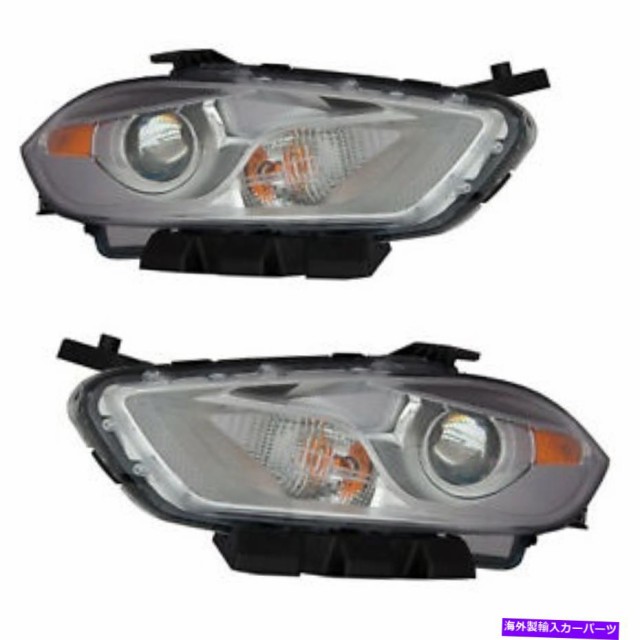 USヘッドライト ヘッドライトハロゲンクロムトリムカーバ左右ペア2013-2015 Dodge Dart Headlights Halogen Chrome Trim CAPA Le