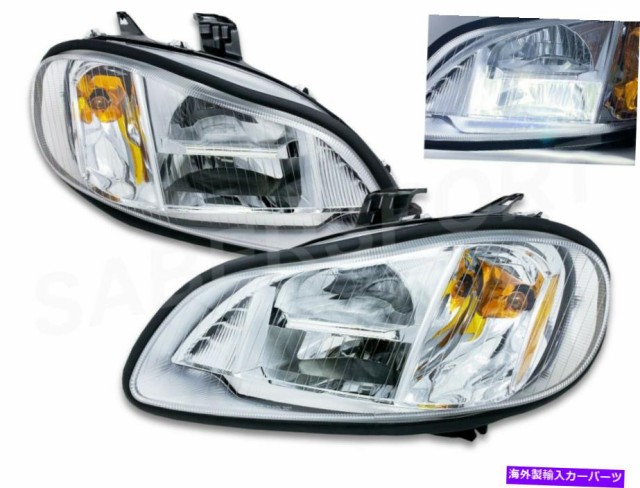 USヘッドライト 2003-2018 FreightLiner M2のためのペアクローム6000Kハイ/ローLEDヘッドライトのセット Set of Pair Chrome 600