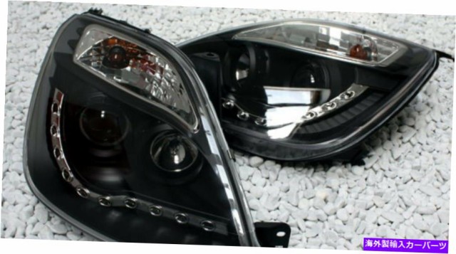 USヘッドライト 昼間の黒仕上げのヘッドライトFord Fiesta JH1 JD3 01-05 Black finish headlights with daytime LED DRL TFL fo