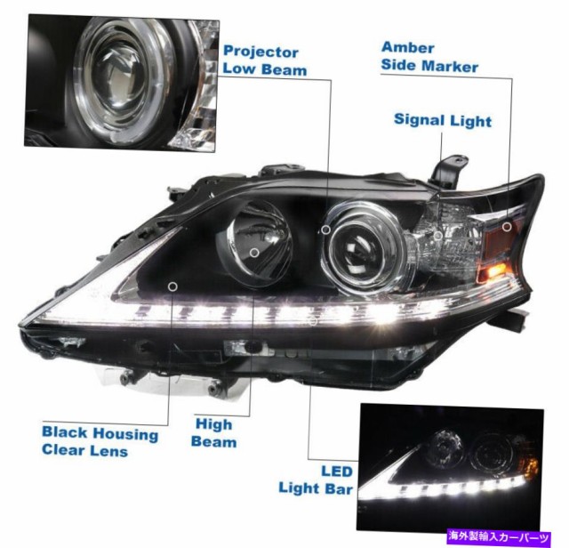 USヘッドライト フィット2013-2015 Lexus RX350 RH450H HID LEDブラックプロジェクターヘッドライトドライバーが残っている Fit