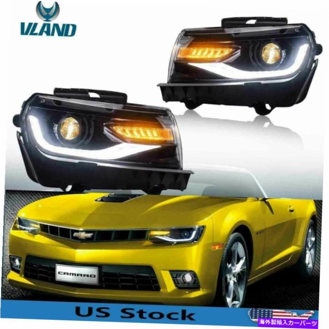 USヘッドライト LED LH + RHプロジェクターヘッドライトフロントランプChevrolet Chevy Camaro LED LH+RH Projector Headlights