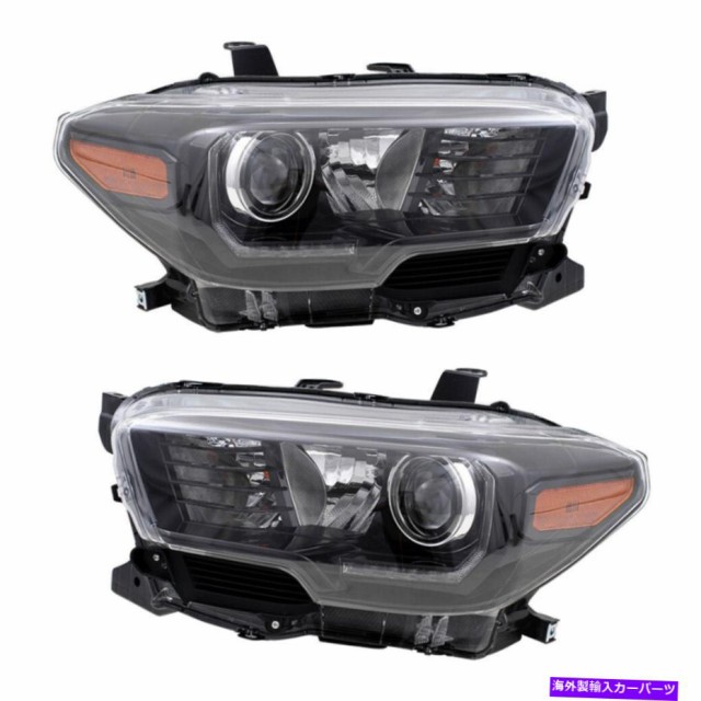 USヘッドライト ハロゲンの組み合わせヘッドランプW /黒ベゼルLED DRL用16~19タコマペアセット Halogen Combination Headlamps w