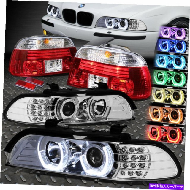 USヘッドライト 96-03 BMW 5シリーズ/ M5 RGB 3D LED U-Haloプロジェクターヘッドライト+テールランプクロム FOR 96-03 BMW 5-SE