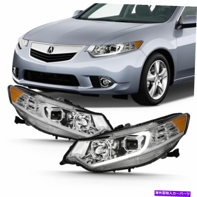 USヘッドライト 09-14 Acura TSX ProGectorヘッドライトLEDチューブランプ用クロームハウジングクリアレンズ Chrome Housing Cle