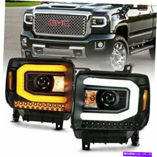 USヘッドライト 14 - 15 GMC Sierra 1500プロジェクターヘッドライトプランクスタイルブラック用ANZO（111487） ANZO (111487) f