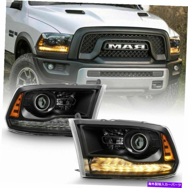 USヘッドライト 2013年2018 Dodge RAM 1500 2500 3500 LED DRLブラックヘッドライトプロジェクターセット For 2013 2018 Dodge R