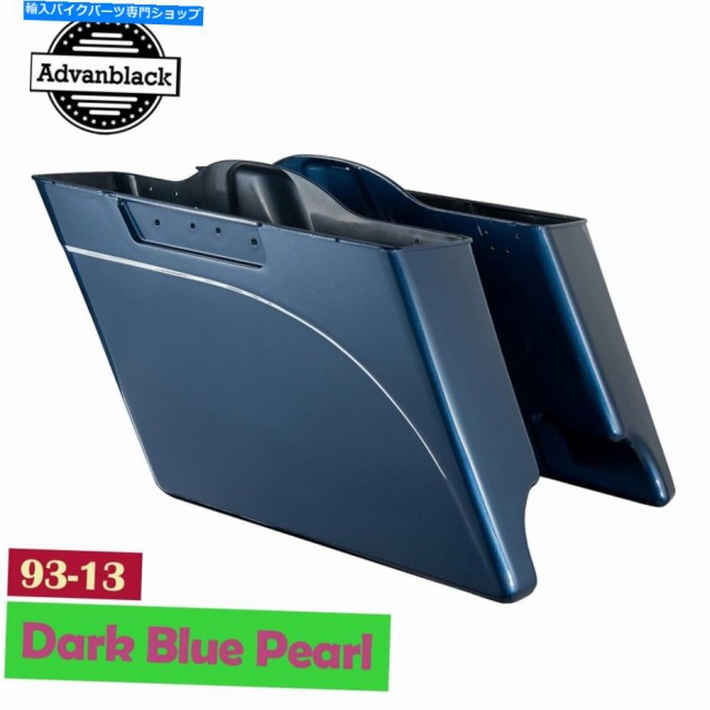 サイドバック Advanblackダークブルーパールストレッチサドルバッグ底93-13ハーリーツーリング Advanblack Dark Blue Pearl Stre