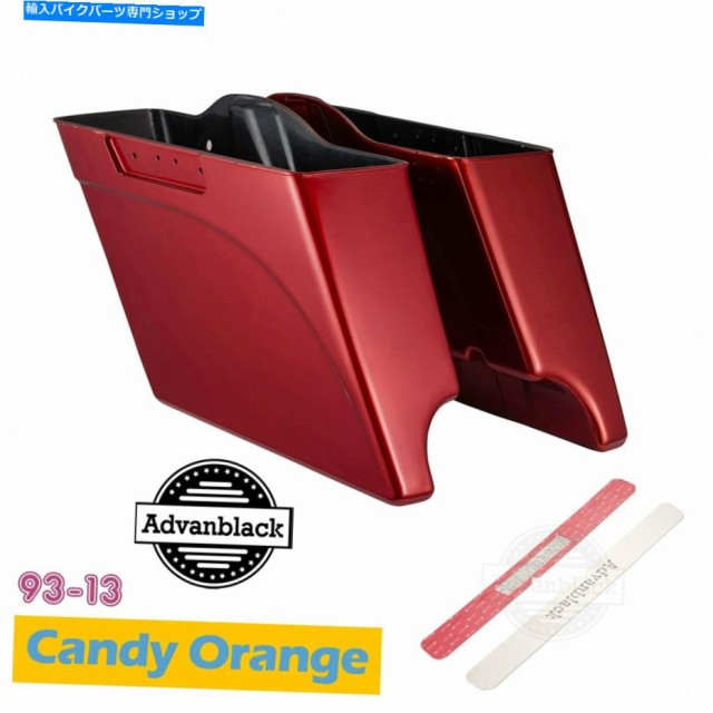 サイドバック Advanblackによる93-13ハーレーツーリングのためのキャンディオレンジストレッチサドルバッグ底 Candy Orange Stre