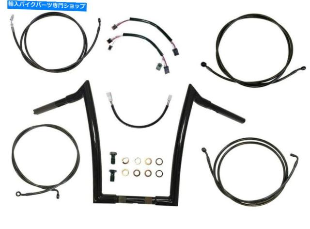ハンドル ハーレーロードキングハンドルバーキット光沢ブラックW / ABS 12 quot;-16quot; 2017-2020アメリカメイド! Harley Road King H