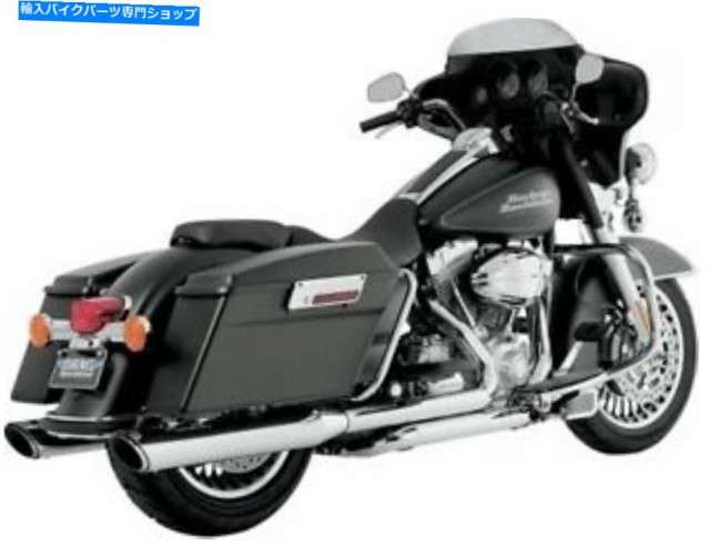 マフラー バンス＆ハインズツインスラッシュラウンドスリップオンスエキゾーストデュアルマフラークローム16763 Vance & Hines T