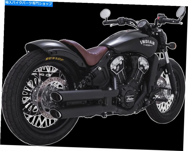 マフラー バンク＆ハインズ48623ブラックツインスラッシュエキゾーストマフラー15-18インディアンスカウト Vance & Hines 48623