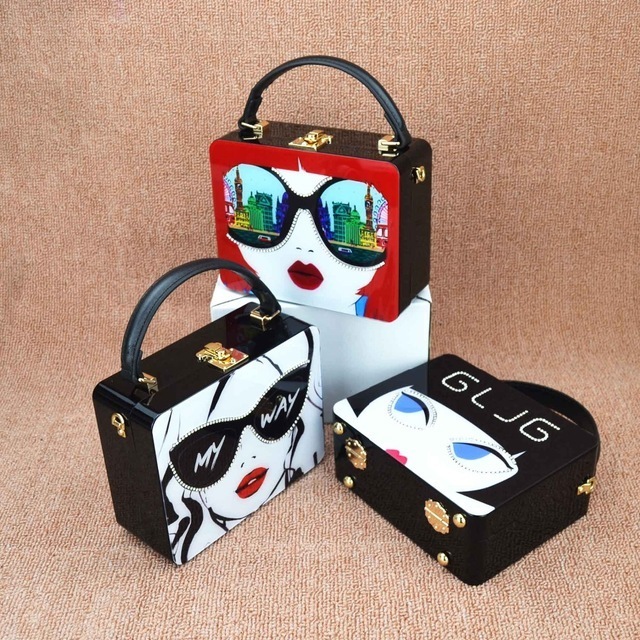 21春夏 C32 アクリルバッグ ハンドバッグ かばん ショルダー スクエア型 2way ミニバッグ サングラス 女の子 イラスト お出かけ用 楽天市場 Design Tours Com