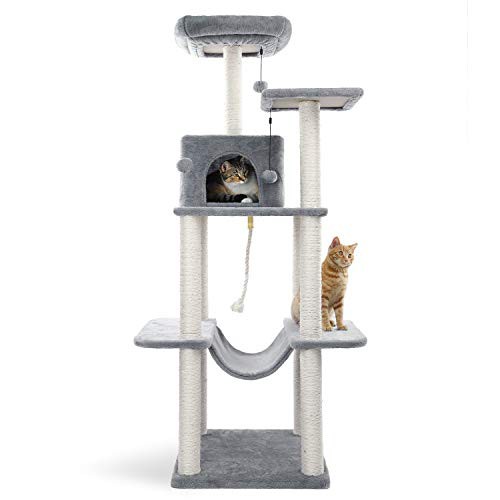 PAWZ Road キャットタワー 猫タワー 大型 天然サイザル麻 据え置きタイプ 運動不足解消 爪とぎポール ハンモック ストレス解消 シニア猫