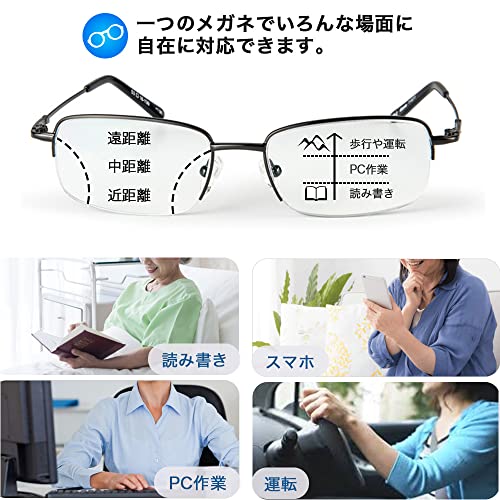 wowlomo 老眼鏡 遠近両用メガネ 累進多焦点 おしゃれ メンズ ブルーライトカット 軽量 手軽 スリム オシャレ 男女兼用 リーディンググラ